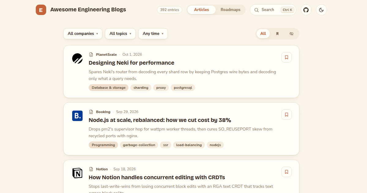 I made a curated list of big tech engineering blog posts with one-line summaries